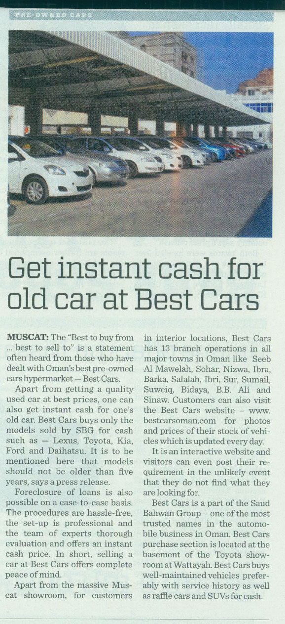 Get instant cash for old car at Best Cars